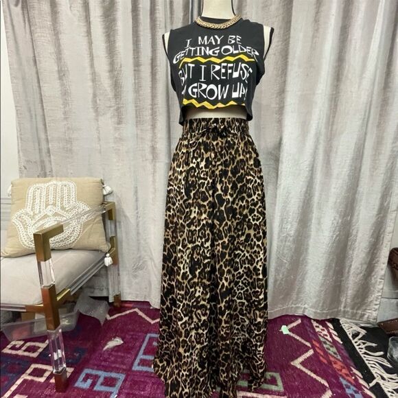 Leopard Print  Maxi Skirt Tie Waist Floaty NWOT - Picture 1 of 7